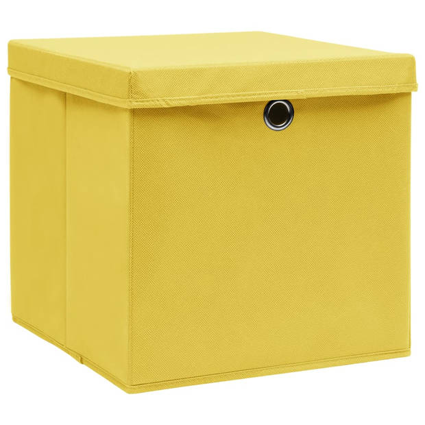 The Living Store opbergboxen - inklapbaar - geel - 32 x 32 x 32 cm - nonwoven stof