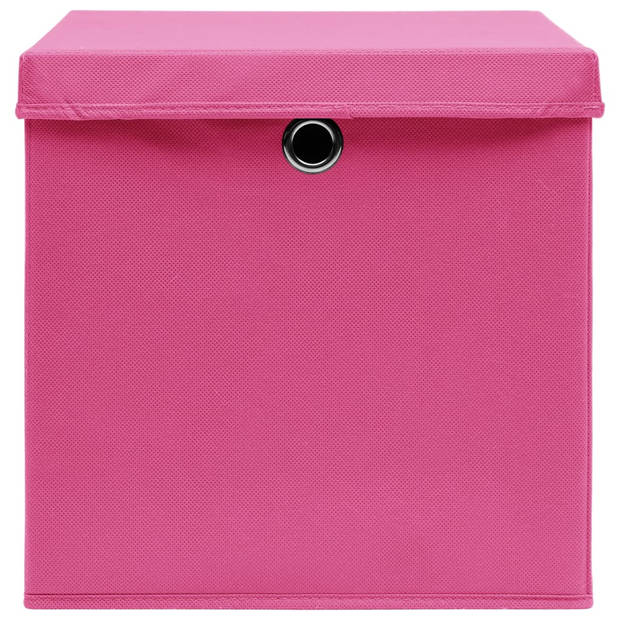 The Living Store Opbergboxen - Roze Nonwoven Stof - 32x32x32 cm - Inklapbaar - Met deksels - Levering bevat 10 stuks