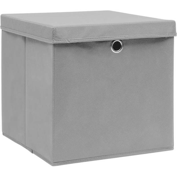 The Living Store Opbergboxen - Nonwoven - 28x28x28 cm - Grijs - 10 stuks