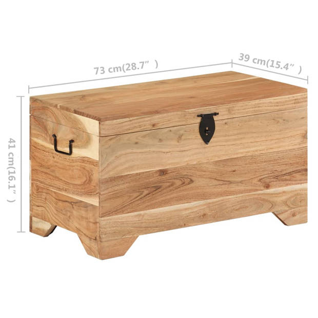 The Living Store Opbergkist - Hout - 73 x 39 x 41 cm - Natuurlijke afwerking