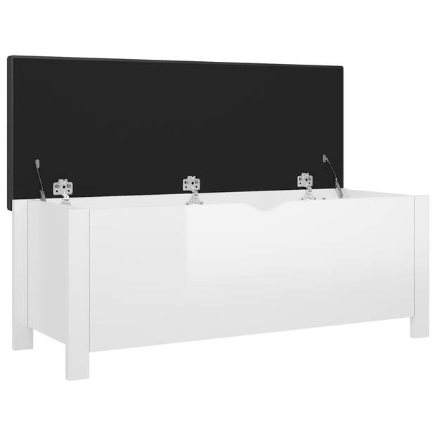 The Living Store Opbergbox - Hoogglans wit - 105 x 40 x 45 cm - Met kussen - Montage vereist