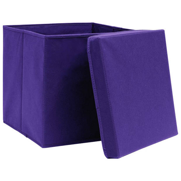 The Living Store Opbergbox Inklapbaar - 32 x 32 x 32 cm - Paars - Nonwoven stof