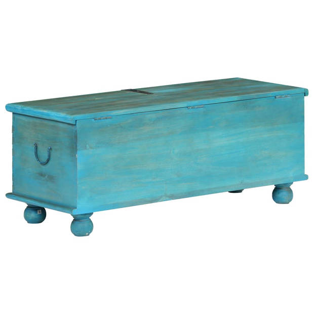 The Living Store Opbergkist Retro-Blauw Massief Mangohout 100x40x41cm