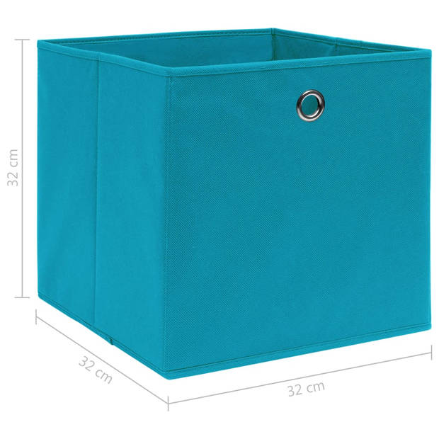 The Living Store Inklapbare opbergboxen - 32x32x32 cm - Nonwoven stof - Babyblauw - Set van 1