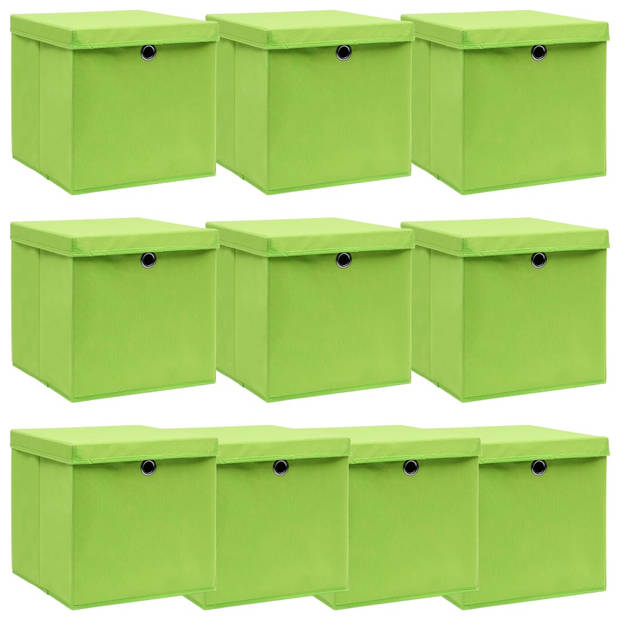 The Living Store Inklapbare Opbergbox - 32 x 32 x 32 cm - Groen - Nonwoven stof