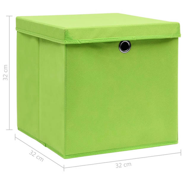 The Living Store Inklapbare Opbergbox - 32 x 32 x 32 cm - Groen - Nonwoven stof