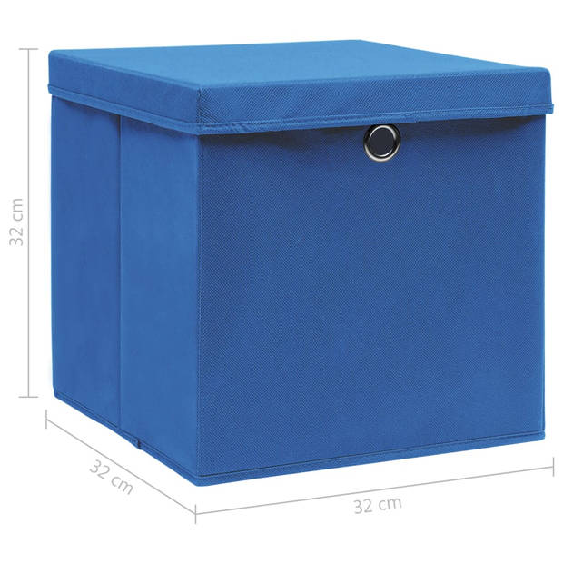 The Living Store Opbergbox - Inklapbaar - Blauw - 32x32x32cm - Nonwoven stof