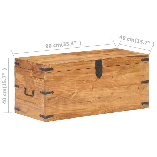 The Living Store Houten Kist - Opbergbox - 90 x 40 x 40 cm - Massief Acaciahout