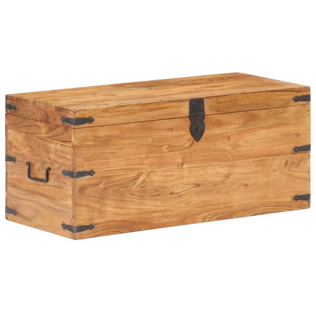 The Living Store Houten Kist - Opbergbox - 90 x 40 x 40 cm - Massief Acaciahout