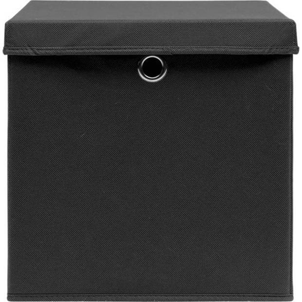 The Living Store Opvouwbare Opbergboxen - Zwart - 28 x 28 x 28 cm - Nonwoven Stof