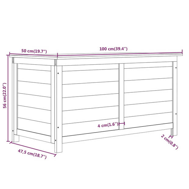 The Living Store Kussenbox Hout - 100x50x56 cm - Massief Vurenhout