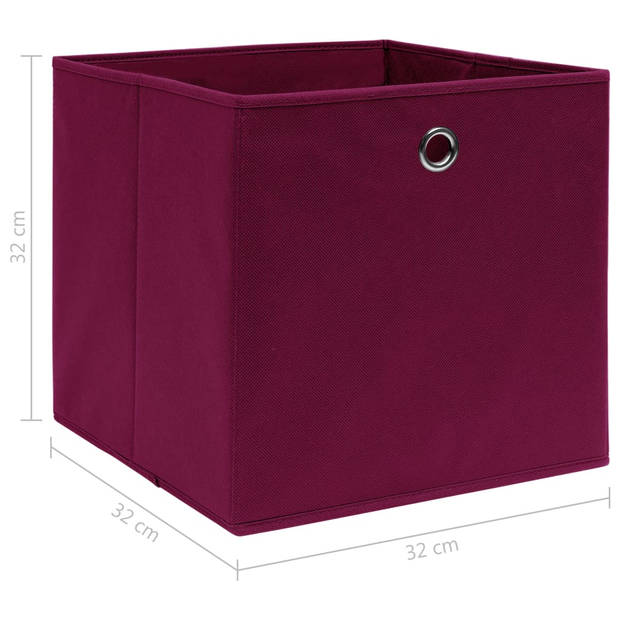 The Living Store Opbergbox - Inklapbaar - Donkerrood - Nonwoven Stof - 32 x 32 x 32 cm (10 stuks)