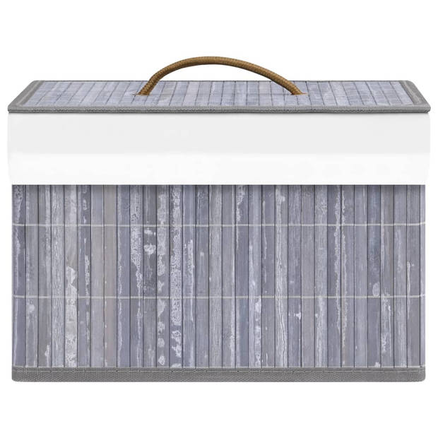 The Living Store Opbergbox - Bamboe en geweven stof - 31x31x20 cm - Grijs