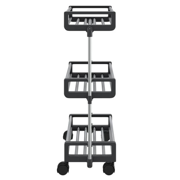 The Living Store Opbergtrolley Aluminium - 59 x 20 x 75 cm - 3 manden - Verstelbare plank - Zilver