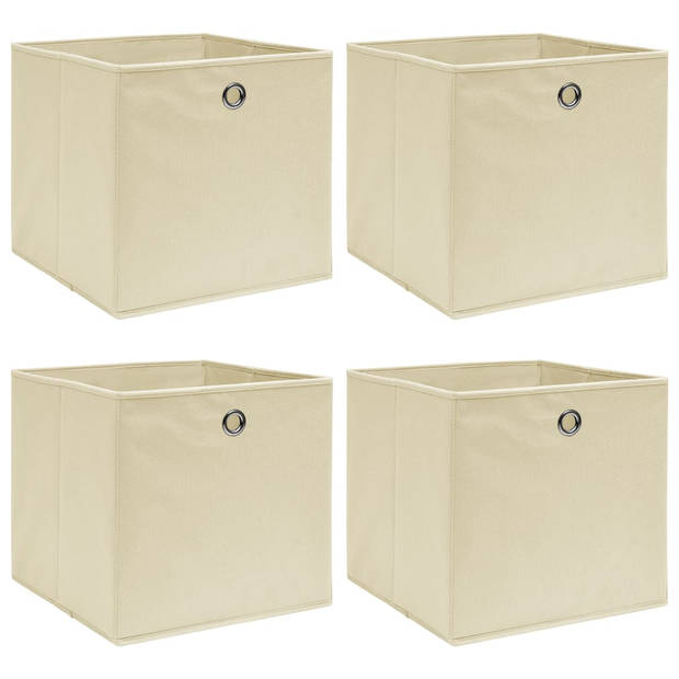 The Living Store Inklapbare opbergbox - Nonwoven stof - 32x32x32 cm - Crème