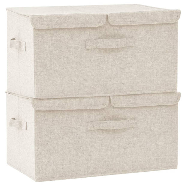 The Living Store Opbergbox - Inklapbaar - 50 x 30 x 25 cm - crème stof - oxford-stof - nonwoven stof