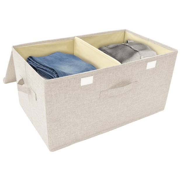 The Living Store Opbergbox - Inklapbaar - 50 x 30 x 25 cm - crème stof - oxford-stof - nonwoven stof