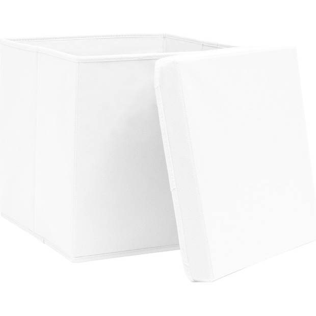 The Living Store Inklapbare opbergboxen - Set van 10 - 32 x 32 x 32 cm - Wit - Nonwoven stof