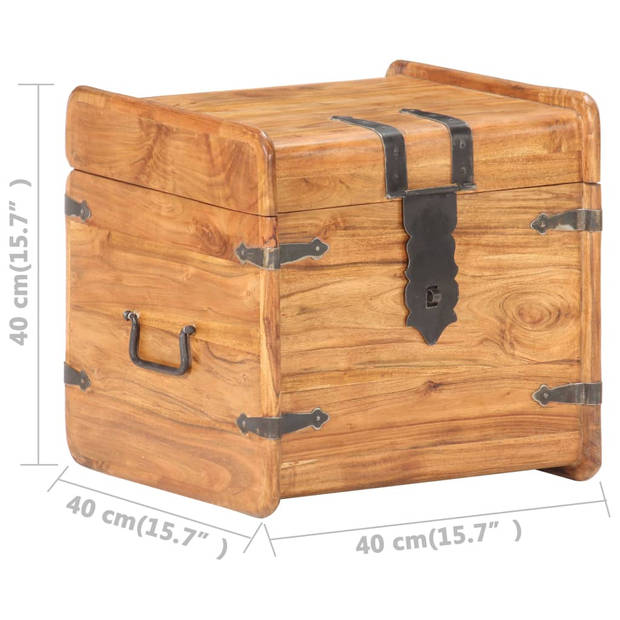 The Living Store Houten Kist - Opbergbox 40x40x40 cm - Massief Acaciahout