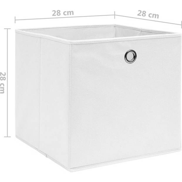 The Living Store Opbergbox - Set van 4 - 28 x 28 x 28 cm - Wit - Nonwoven stof