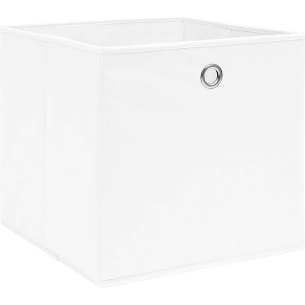 The Living Store Opbergbox - Set van 4 - 28 x 28 x 28 cm - Wit - Nonwoven stof