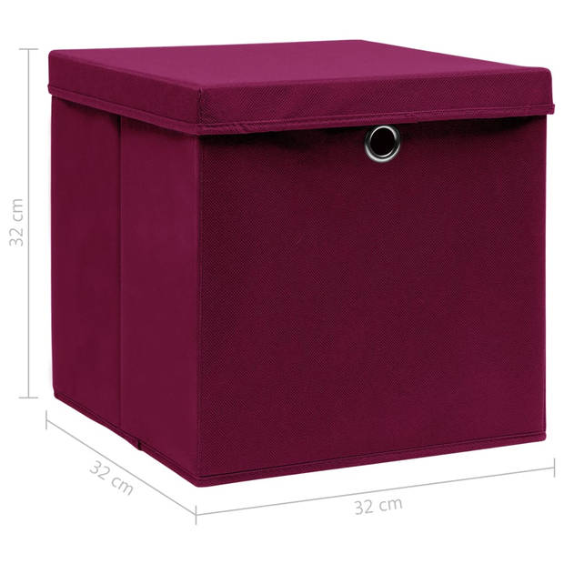 The Living Store Opbergbox - Donkerrood - 32 x 32 x 32 cm - Inklapbaar - Nonwoven stof