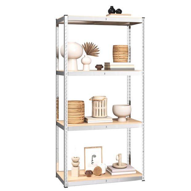 The Living Store Opbergrek - Opbergrekken - 80x40x160 cm - Zilver