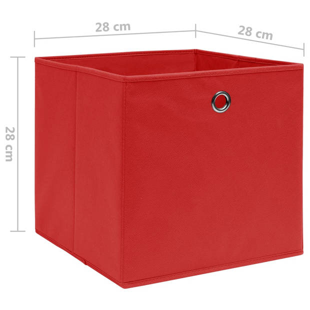 The Living Store Opvouwbare Opbergboxen - Nonwoven Stof - 28 x 28 x 28 cm - Rood