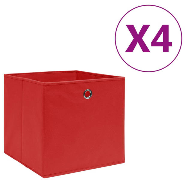 The Living Store Opvouwbare Opbergboxen - Nonwoven Stof - 28 x 28 x 28 cm - Rood