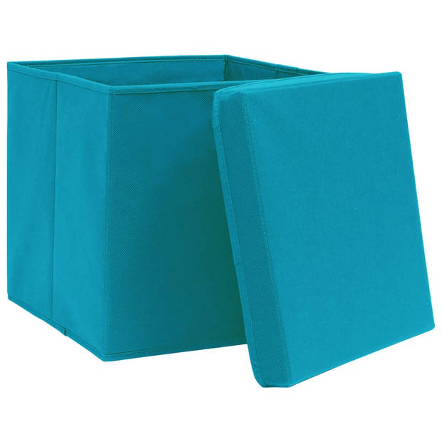 The Living Store Opvouwbare opbergdozen - 28 x 28 x 28 cm - Milieuvriendelijk nonwoven - Set van 4 met deksels