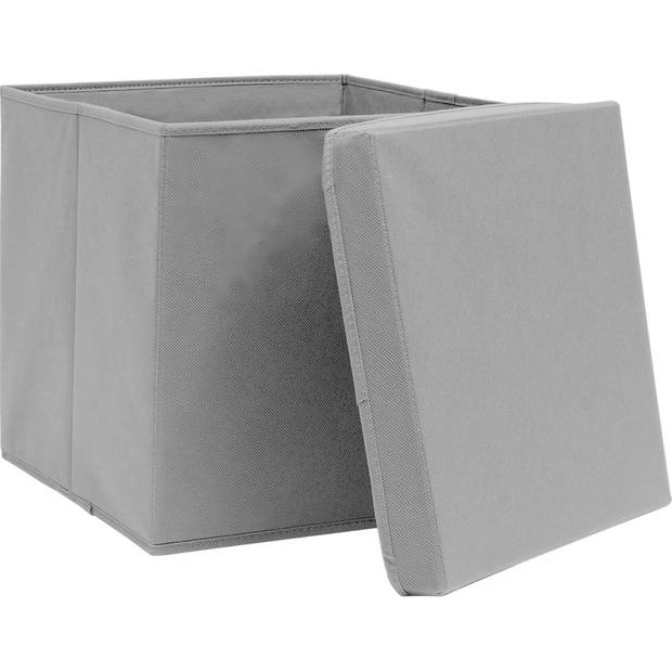 The Living Store Opvouwbare Opbergboxen - Grijs - 28 x 28 x 28 cm - Nonwoven Stof