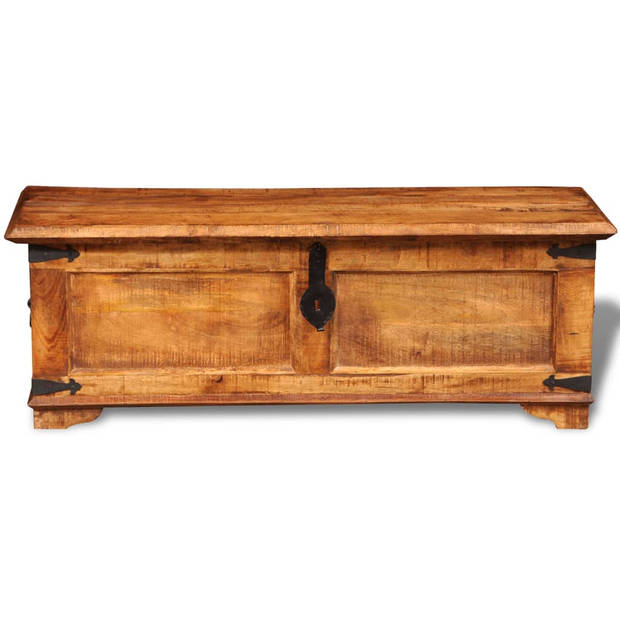 The Living Store Houten opbergkist - 110 x 35 x 40 cm - Ruw mangohout