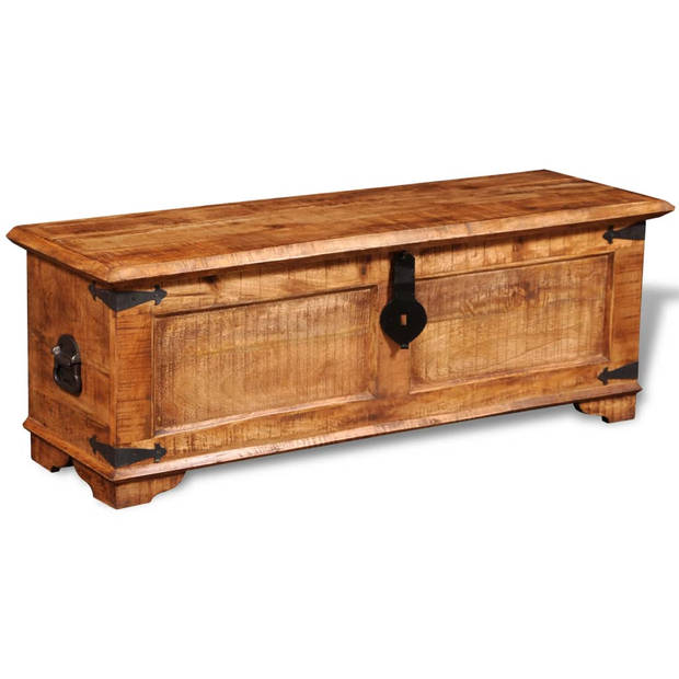 The Living Store Houten opbergkist - 110 x 35 x 40 cm - Ruw mangohout