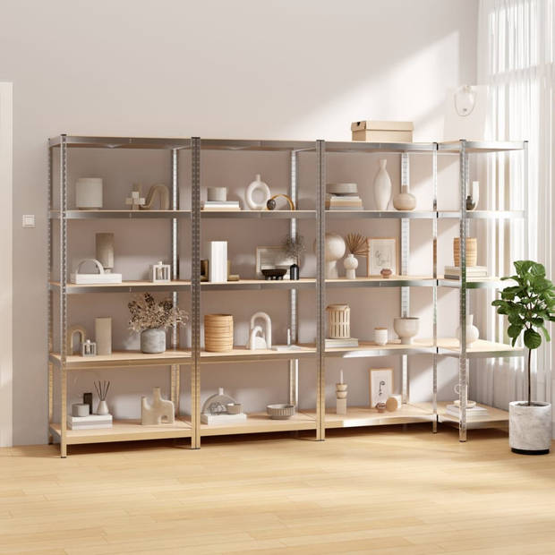 The Living Store Opbergrek - Opbergrek - 75 x 30 x 172 cm - Zilver