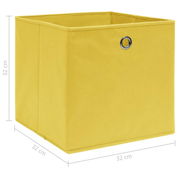 The Living Store Opbergboxen - Geel - 32 x 32 x 32 cm - Inklapbaar - Nonwoven stof