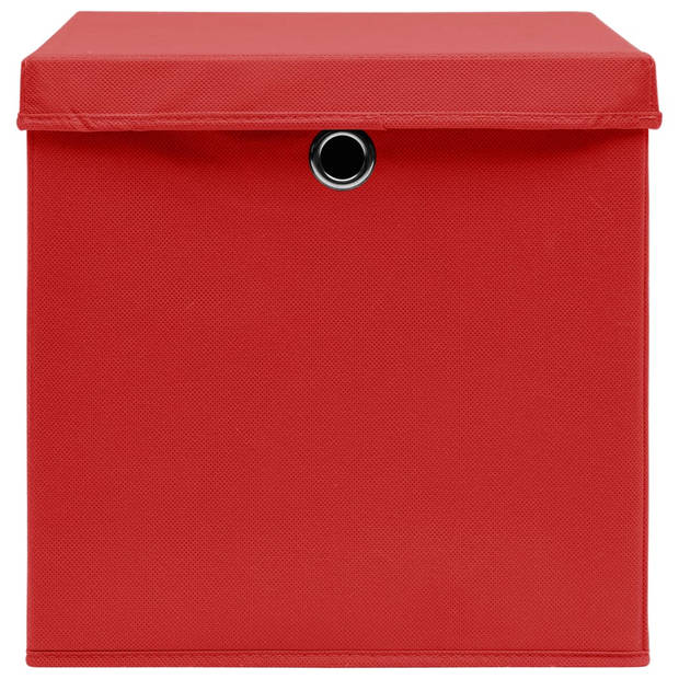 The Living Store Opvouwbare Opbergboxen - Set van 10 - Rood - 28 x 28 x 28 cm - Nonwoven