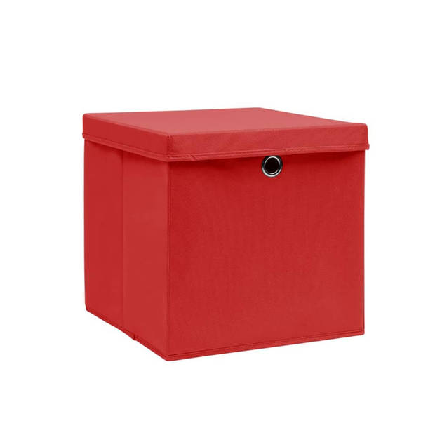 The Living Store Opvouwbare Opbergboxen - Set van 10 - Rood - 28 x 28 x 28 cm - Nonwoven