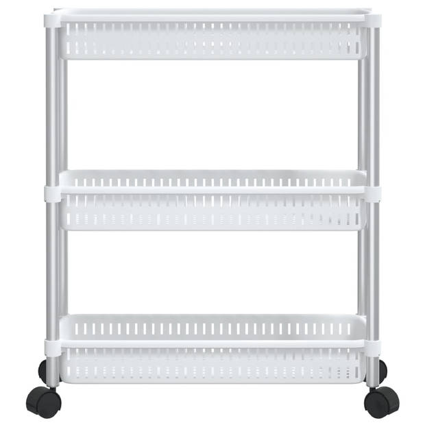 The Living Store Opbergtrolley - 3-laags - 52x18x62 cm - Aluminium frame