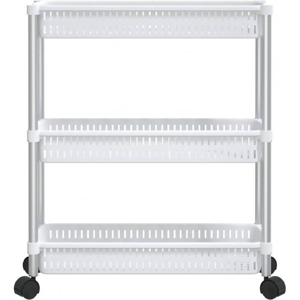 The Living Store Opbergtrolley - 3-laags - 52x18x62 cm - Aluminium frame