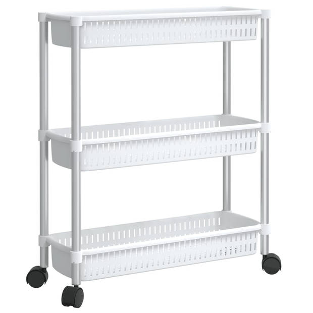 The Living Store Opbergtrolley - 3-laags - 52x18x62 cm - Aluminium frame