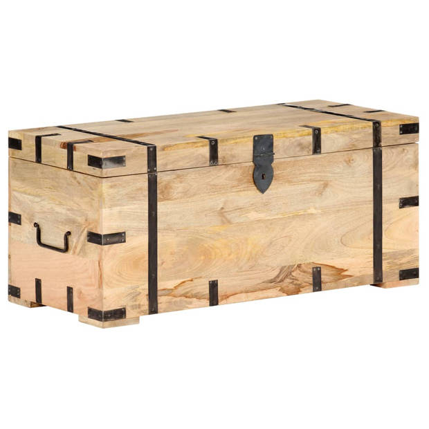 The Living Store Massief Mangohouten Kist - Opbergbox - 90x40x40cm - Natuurlijke Afwerking