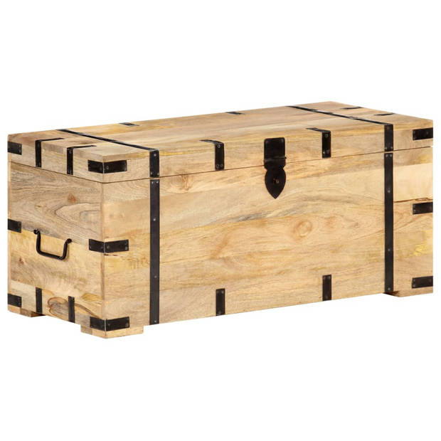 The Living Store Massief Mangohouten Kist - Opbergbox - 90x40x40cm - Natuurlijke Afwerking