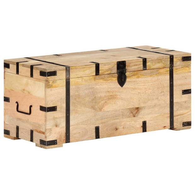 The Living Store Massief Mangohouten Kist - Opbergbox - 90x40x40cm - Natuurlijke Afwerking