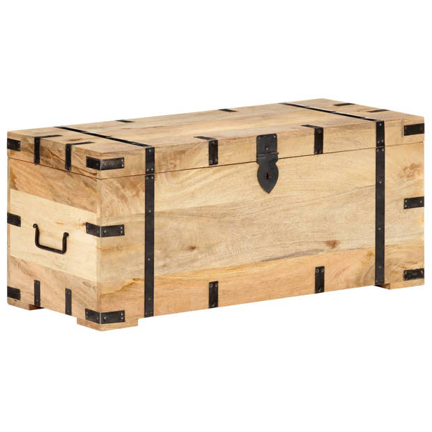 The Living Store Massief Mangohouten Kist - Opbergbox - 90x40x40cm - Natuurlijke Afwerking