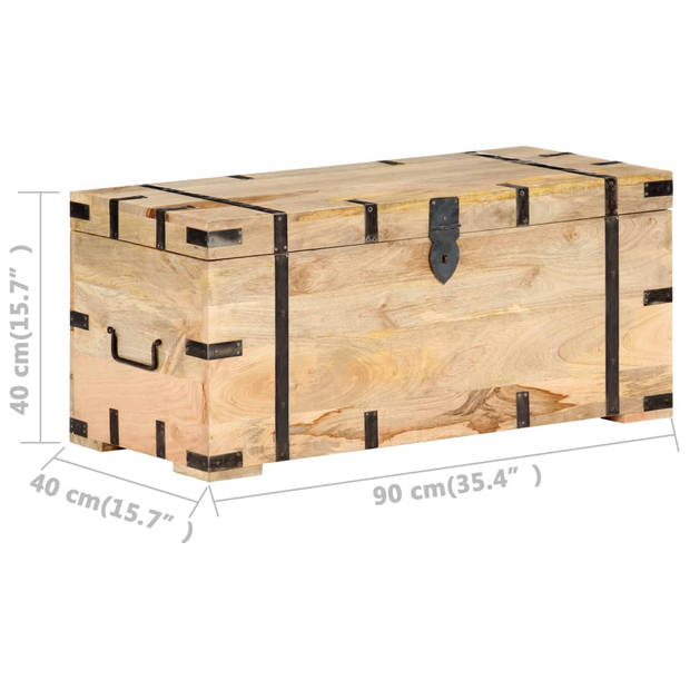The Living Store Massief Mangohouten Kist - Opbergbox - 90x40x40cm - Natuurlijke Afwerking