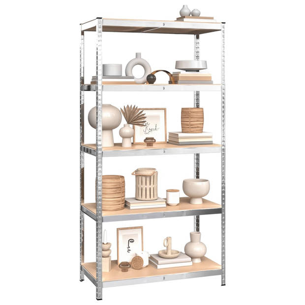 The Living Store Opbergrekken - Rechthoekig - 90x40x180 cm - Zilver