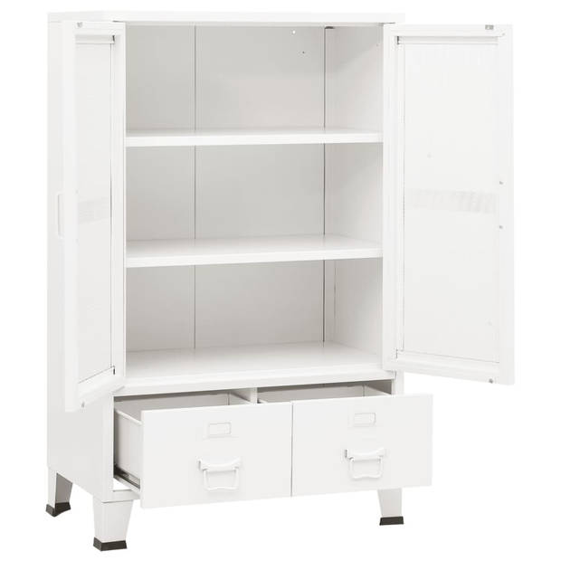 The Living Store Industriële kast - 70 x 40 x 115 cm - wit - metaal