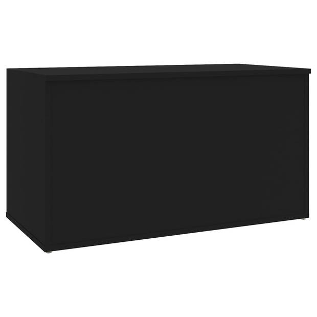 The Living Store Opbergbox - Dekenkist - 84x42x46 cm - zwart - bewerkt hout