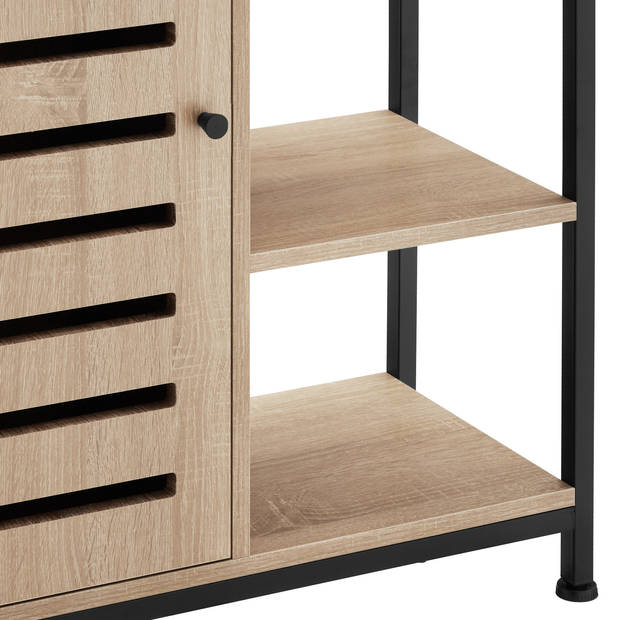 tectake® Dressoir Wandkast met 3 Vakken - 71x32x82 cm - Industrieel Design - Houten Ladekast met Zwart Metalen Frame