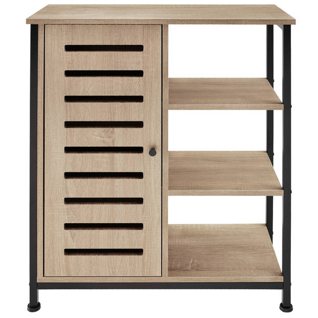 tectake® Dressoir Wandkast met 3 Vakken - 71x32x82 cm - Industrieel Design - Houten Ladekast met Zwart Metalen Frame